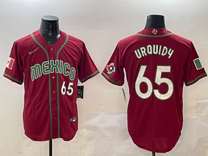 Men 2025 World Cub Mexico #65 Urquidu Red Nike MLB Jersey style 1